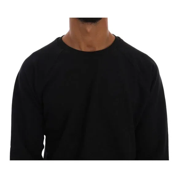 Daniele Alessandrini Elegant Black Cotton Crewneck Sweater